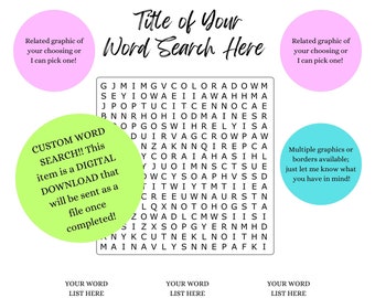 Custom Word Search Puzzle: Personalized Party Game (PDF)