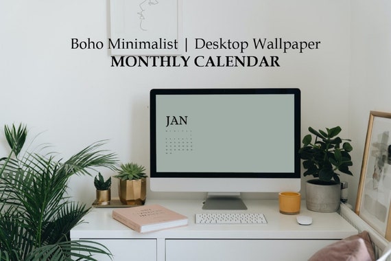 2024 Monthly Calendar Wallpaper Minimalist Desktop Boho Desktop Desktop  Wallpaper Calendar Desktop PC Mac Download - Etsy