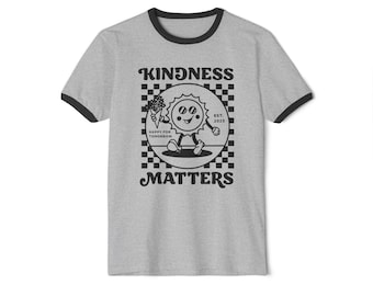 Camiseta unisex con cuello redondo "Kindness Matters", camiseta gráfica informal, regalo para amigos, ropa con vibras positivas, uso diario