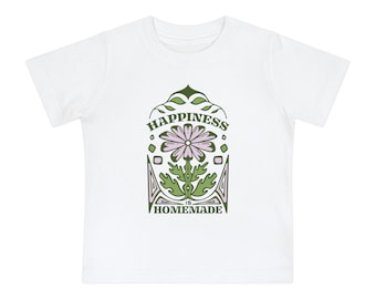 Baby Kurzarm T-Shirt, Glück ist hausgemacht Kleinkind Tee, süßes Kinder Shirt, Baby-Dusche-Geschenk, Lässige Spielkleidung, Baby Geschenk Idee,