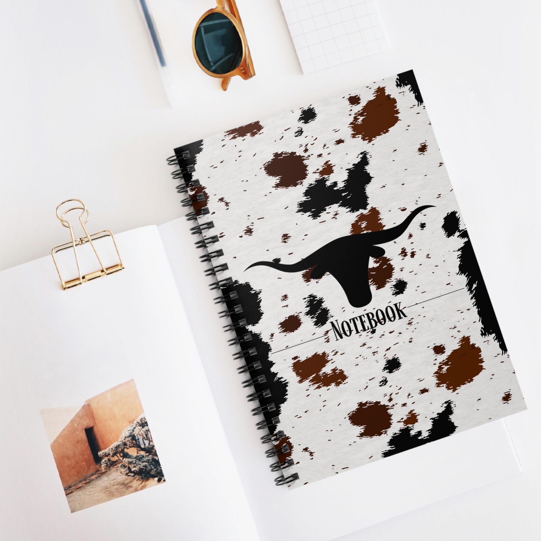 Rural Line Note Book Cowprint Spiral Notebook - Rural Western Cattle Theme, Ruled Line ...
