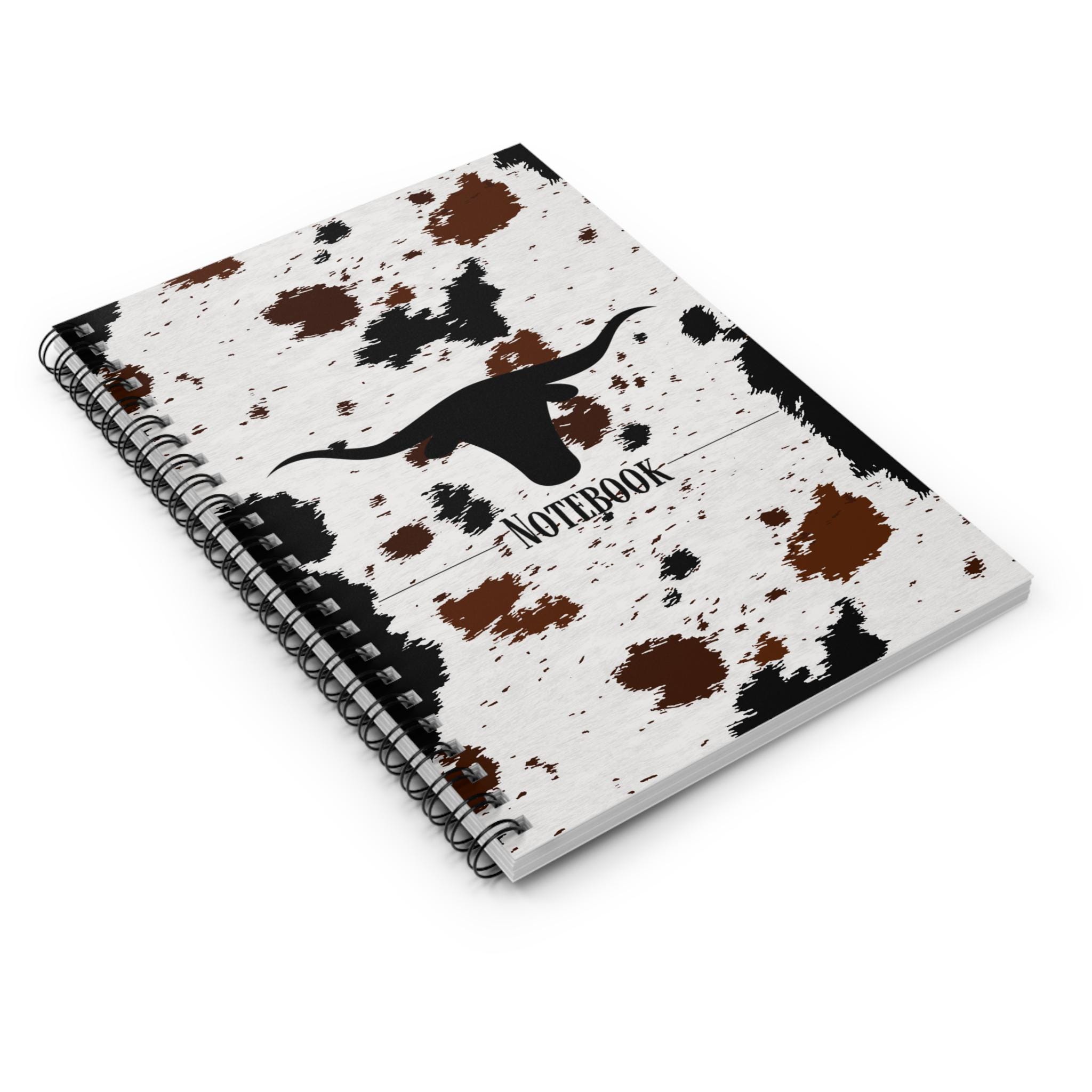 Rural Line Note Book Cowprint Spiral Notebook - Rural Western Cattle Theme, Ruled Line ...