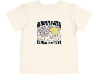 Camiseta "Waves de felicidad para niños pequeños" / Camisa de verano para niños, ropa de playa, atuendo para jugar, regalo para niños pequeños, camiseta gráfica divertida