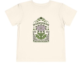 Camiseta "Felicidad para niños pequeños": bonita camiseta de manga corta, regalo para niños, atuendo de cumpleaños, ropa de verano, tela orgánica