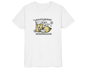 Camiseta juvenil "Homemade Happiness", camiseta de verano para niños, camiseta con estampado de limonada, regalo de cumpleaños para niños, ropa divertida de verano