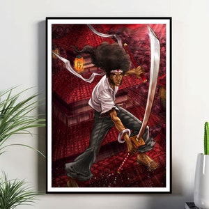 AFRO SAMURAI NINJA MANGA ANIME CARTOON ARTWORK WALL ART PRINT