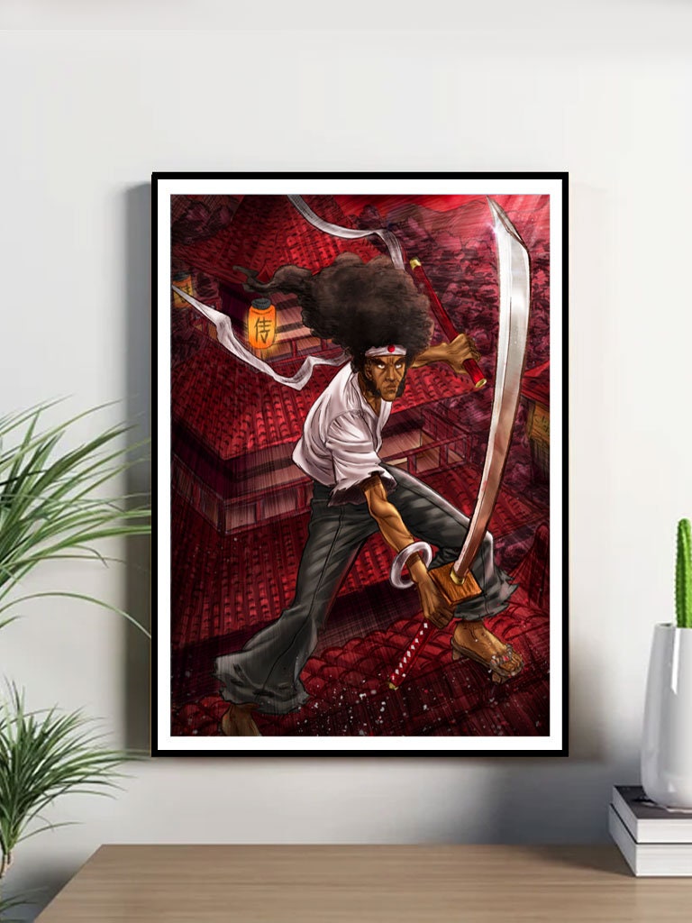 Anime Afro Samurai' Poster, picture, metal print, paint by Syafia Studio