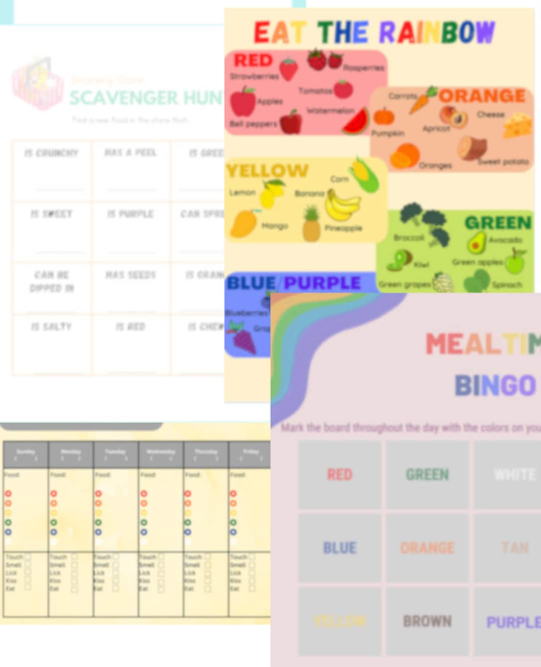 Printable Picky Eater Activity Sheet Bundle- Eat the Rainbow - Etsy