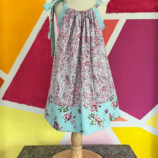 2T Aqua/Pink Paisley Pillowcase Dress - Toddler Dresses