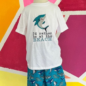 Size 4T I’d Rather Be at the Beach Shark Outfit - Shirt/Shorts set