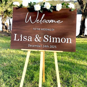 Custom Wood Wedding Welcome Sign, Rustic decor, 3D Lettering, engaged couples, hand painted signs