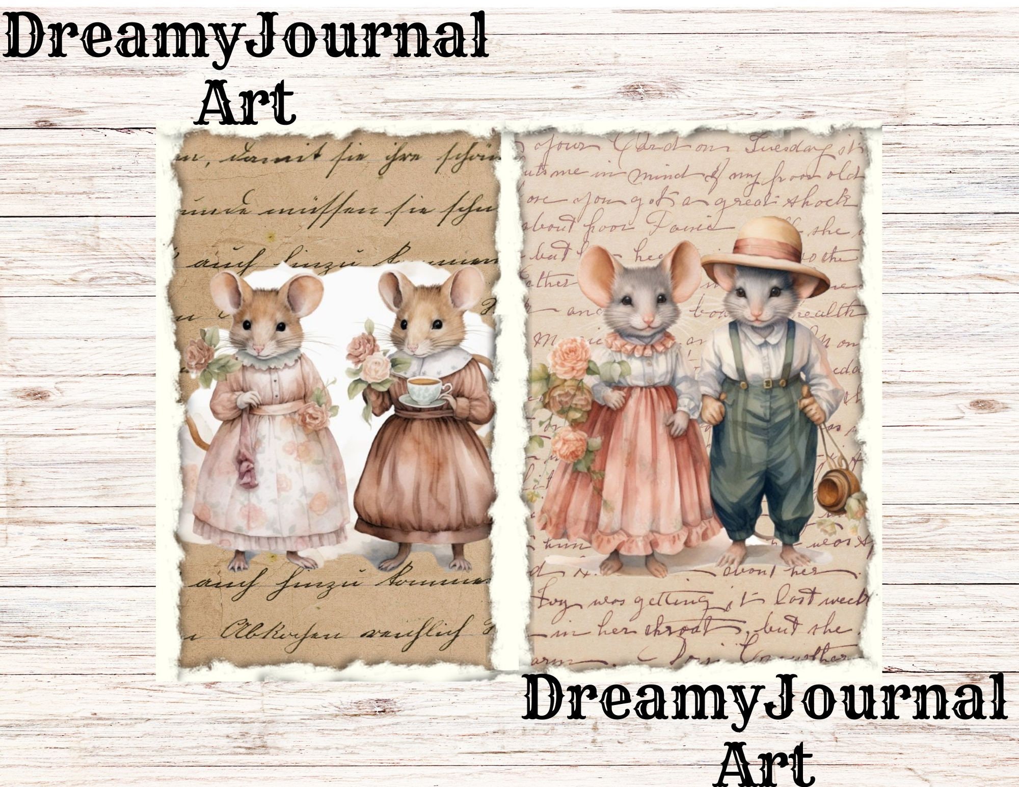 Watercolor Cute Mouse, Junk Journal Printable Pages, Digital Download ...