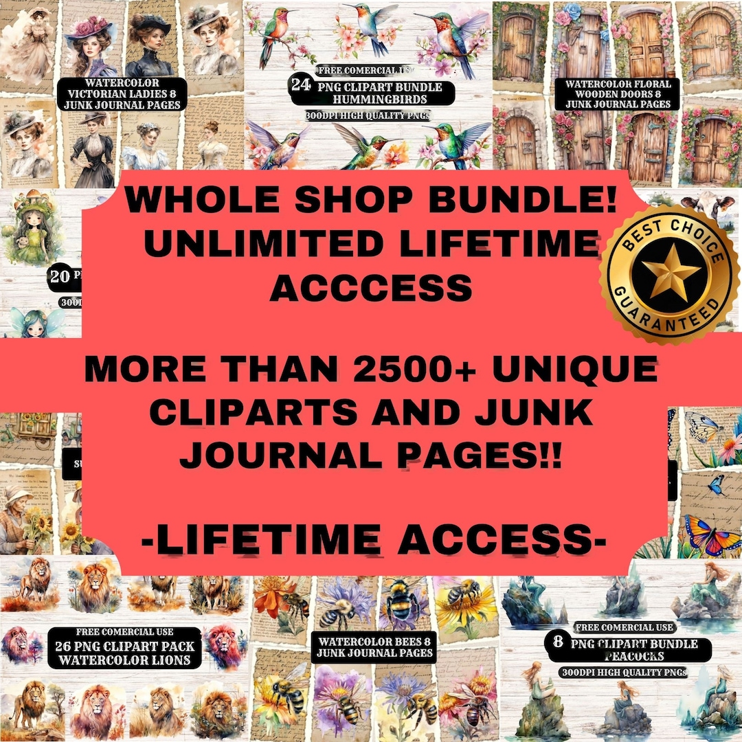 WHOLE SHOP Bundle, Printable Junk Journal Pages, Junk Journal and ...