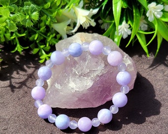 Persian Purple Jade 10mm Bead with Purple Quartzite Crystal Bead Natural Gemstone Stretch Round Bead Bracelet
