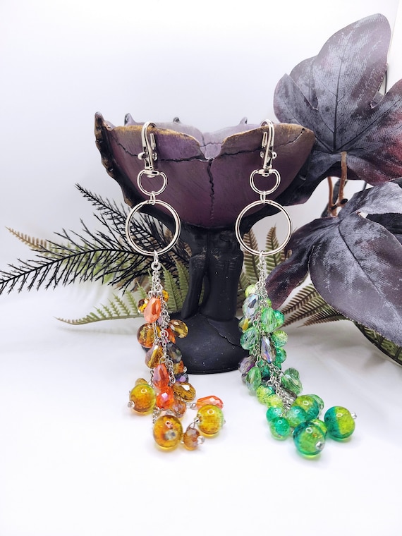 Glow in the Dark Earrings Red Handmade Lampwork Glass Dangles Glow in the Dark Earrings Red Handmade Lampwork Glass Dangles