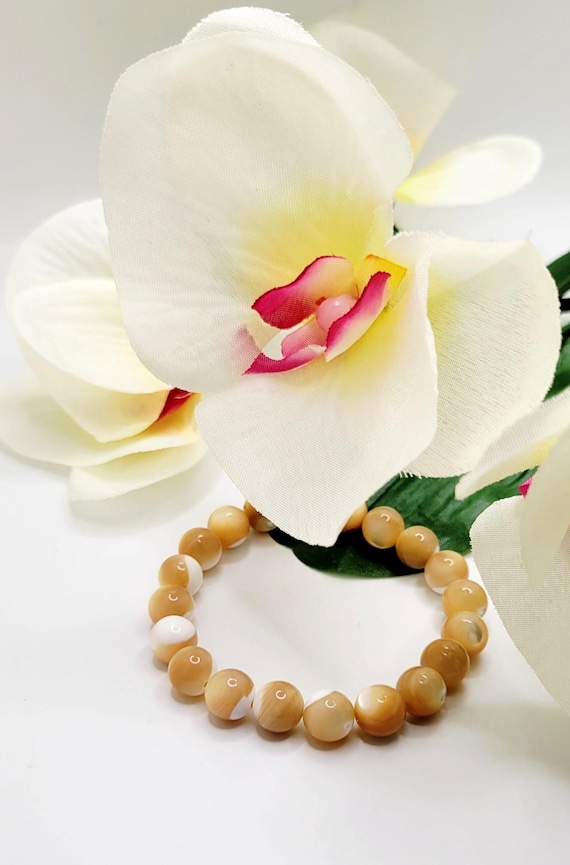 Bracelet Perles En Nacre Naturelle Sur Mesure - Fait Main En France - Homme Femme Enfant
