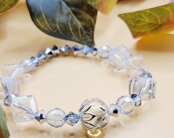 Pulsera de cuentas de cubo facetado de vidrio de 10 mm