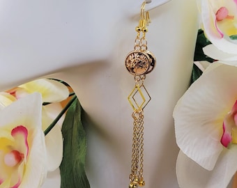 4-inch glazen bedel, gouden statement oorbellen hangketting