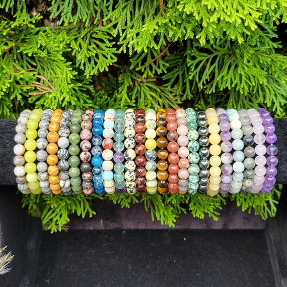 Braccialetti con perline in pietra naturale da 6 mm per donna