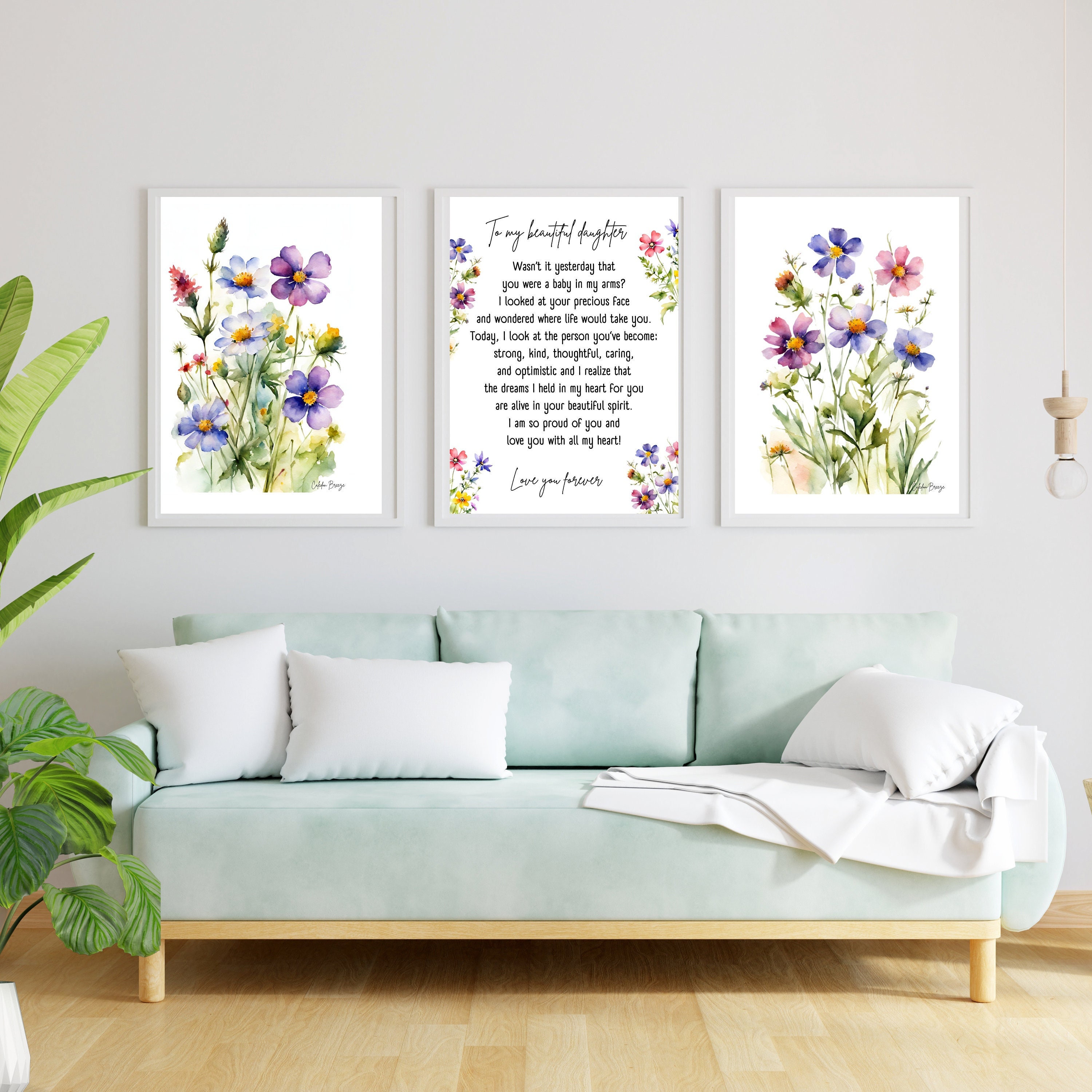 Printable Wildflowers Watercolor Art Posters Set of 3 Prints Decor for ...