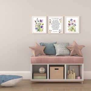 Printable Wildflowers Watercolor Art Posters Set of 3 Prints Decor for ...