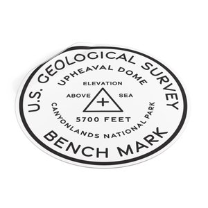 Upheaval Dome | Canyonlands National Park | Benchmark Medallion | Utah National Park Sticker | Utah Mighty Five Sticker | Minimalist Design