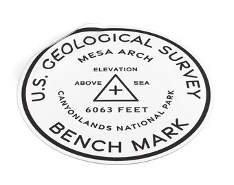 Mesa Arch / Parque Nacional Canyonlands / Medallón de referencia / Pegatina del Parque Nacional de Utah / Pegatina Utah Mighty Five / Diseño minimalista