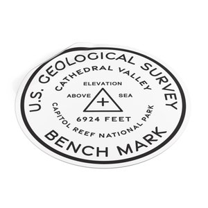 Cathedral Valley | Capitol Reef National Park | Benchmark Medallion | Utah National Park Sticker | Utah Mighty Five Sticker | Minimal Design