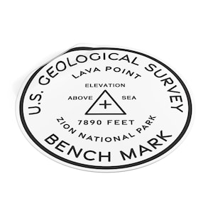 Lava Point | Zion National Park | Benchmark Medallion | Utah National Park Sticker | Utah Mighty Five Sticker | Minimalist Design