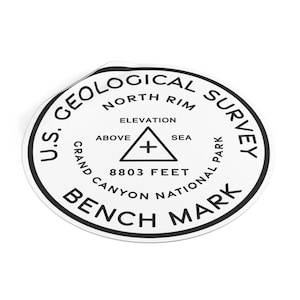 North Rim | Grand Canyon National Park | Benchmark Medallion | National Park Sticker | Minimalist Design