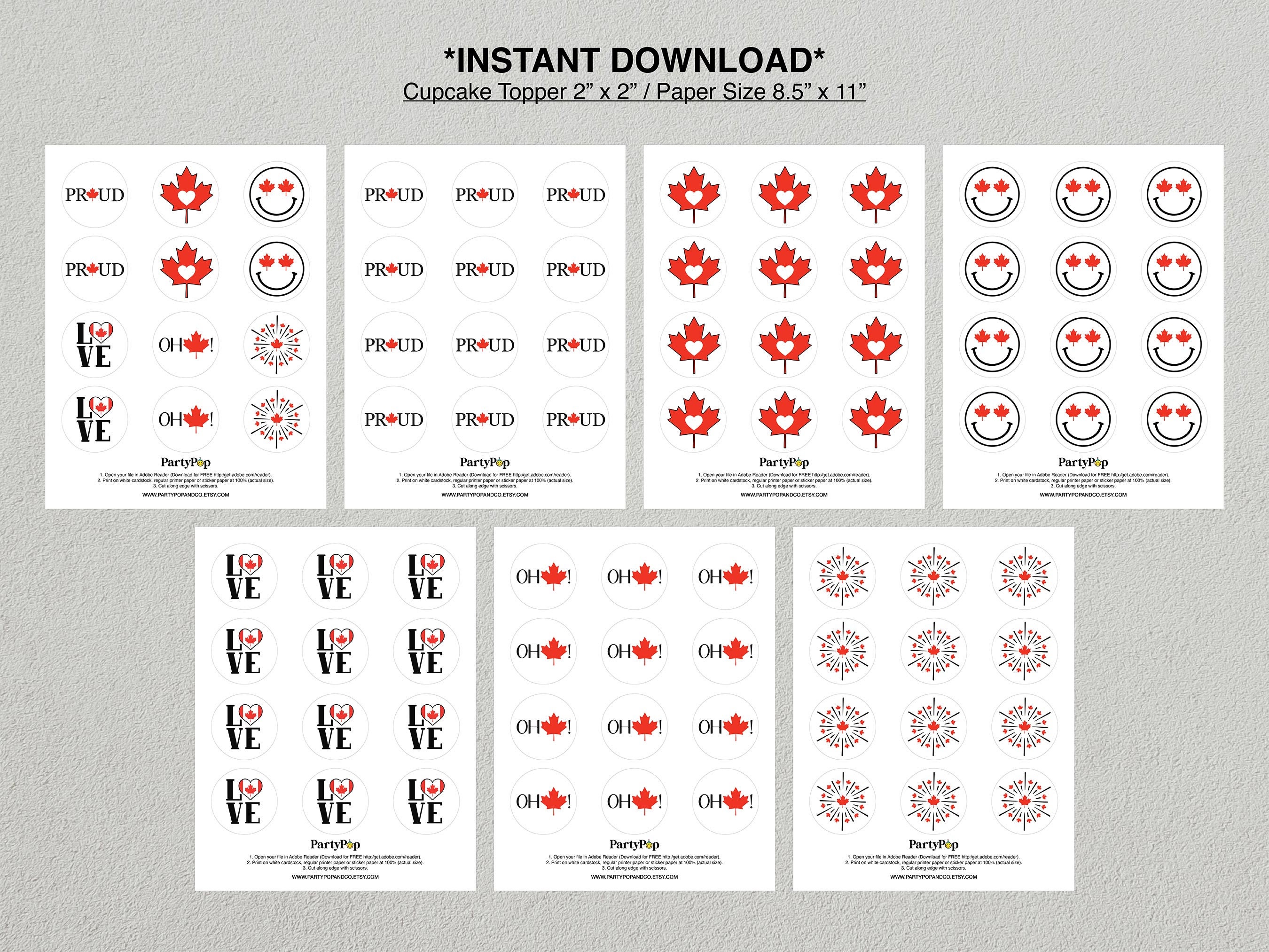 canada-day-party-banner-and-cupcake-toppers-digital-download-etsy