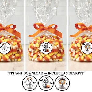 Whimsical Gothic Halloween Printable Stickers, Halloween Party Favor Tags, Trick Or Treat Tag, Cute Halloween Favor Tags, Instant Download
