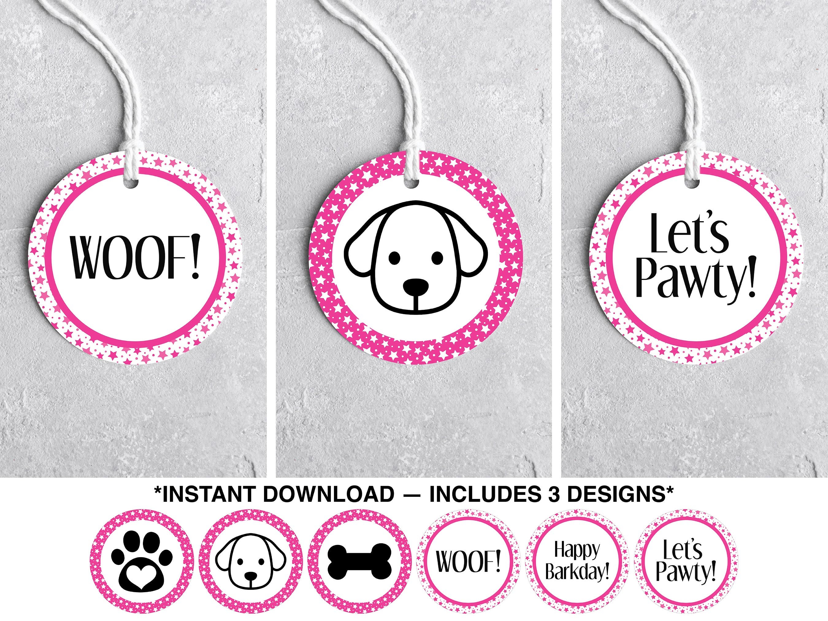 Printable Dog Party Cupcake Toppers , Dog Birthday Party Printable