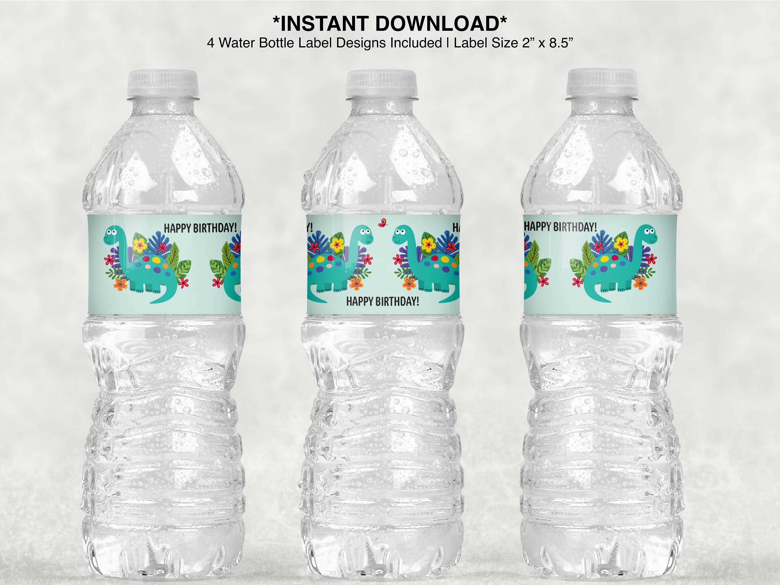 Printable Dinosaur Water Bottle Label, Happy Birthday Water Bottle ...