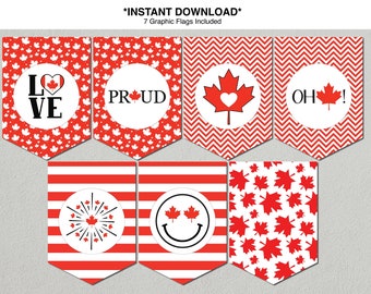 Canada Day Party Banner, Maple Leaf Decor (Instant Download)