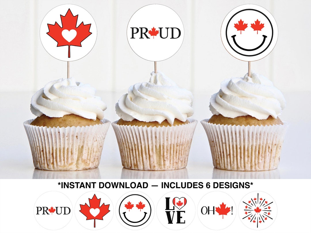 Printable Canada Day Cupcake Toppers Canada Party Decor Etsy