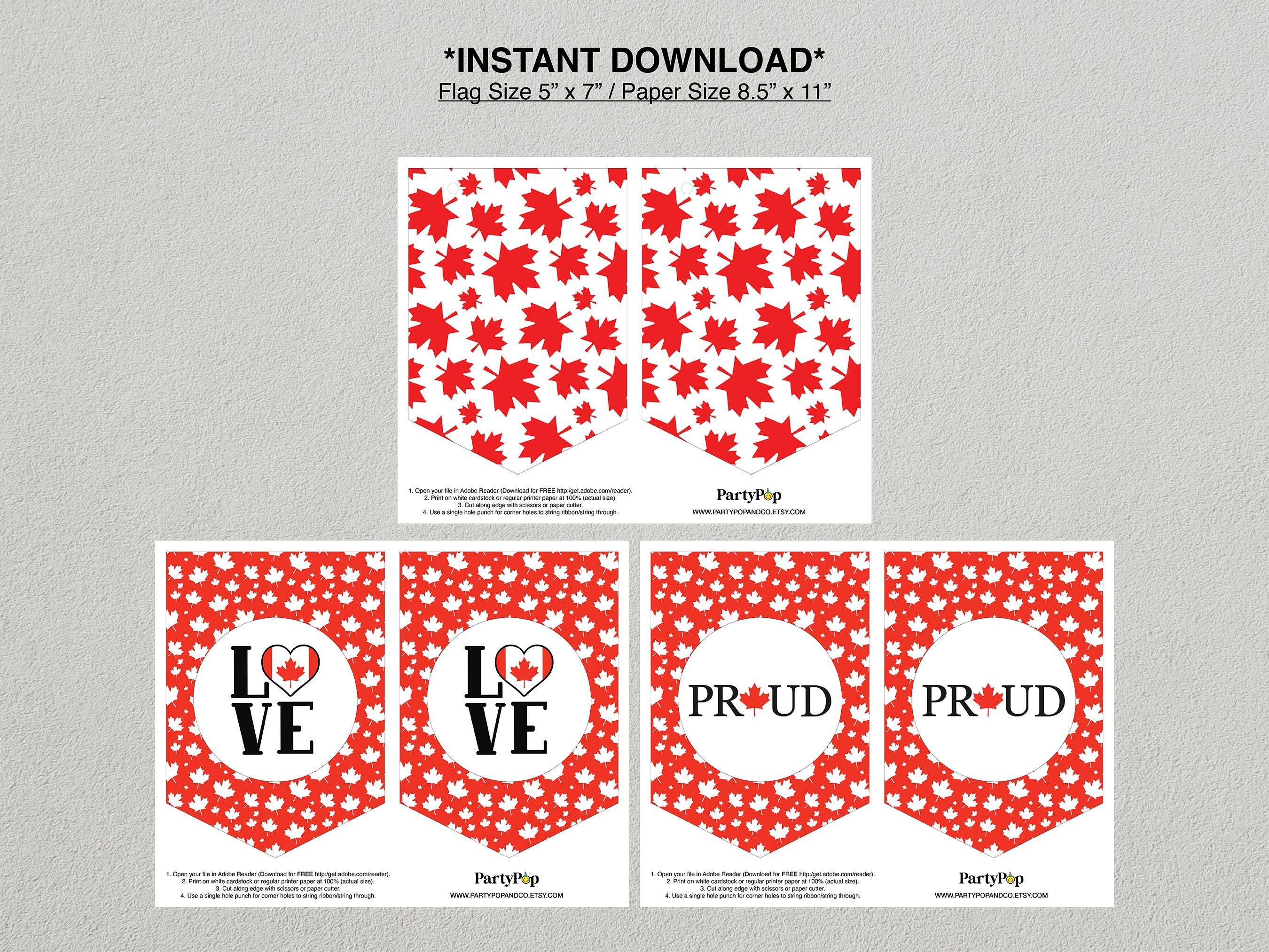 canada-day-party-banner-and-cupcake-toppers-digital-download-etsy