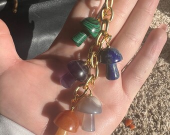 Crystal mushroom bag charm