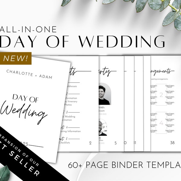 Wedding Day Binder Template, Wedding Day Coordination, Wedding Day Information for Bridal Parties and Vendors, Wedding Planner, Type A Bride