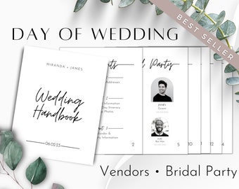 Day Of Wedding Handbook Editable Template, Wedding Day Binder, Wedding Day Information for Bridal Parties and Vendors, Planner, Type A Bride