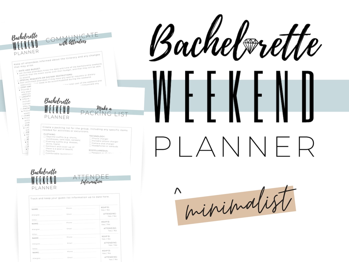 Bach Weekend Itinerary, Printable Planner Checklist, Bachelorette ...