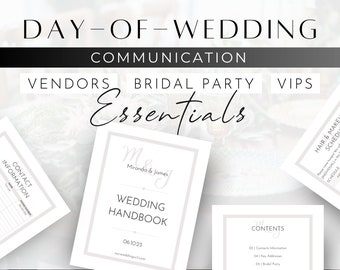 Day Of Wedding Handbook Editable Template, Wedding Day Binder, Wedding Day Information for Bridal Parties and Vendors, Planner, Type A Bride
