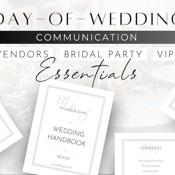 Day Of Wedding Handbook Editable Template, Wedding Day Binder, Wedding Day Information for Bridal Parties and Vendors, Planner, Type A Bride