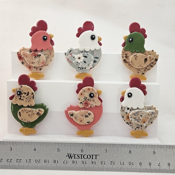Charming Chicken Magnets - Farmhouse Decor for Your Fridge!  Handmade Refrigerator Magnets: Home and Garden.  Country Refridgerator Art.
