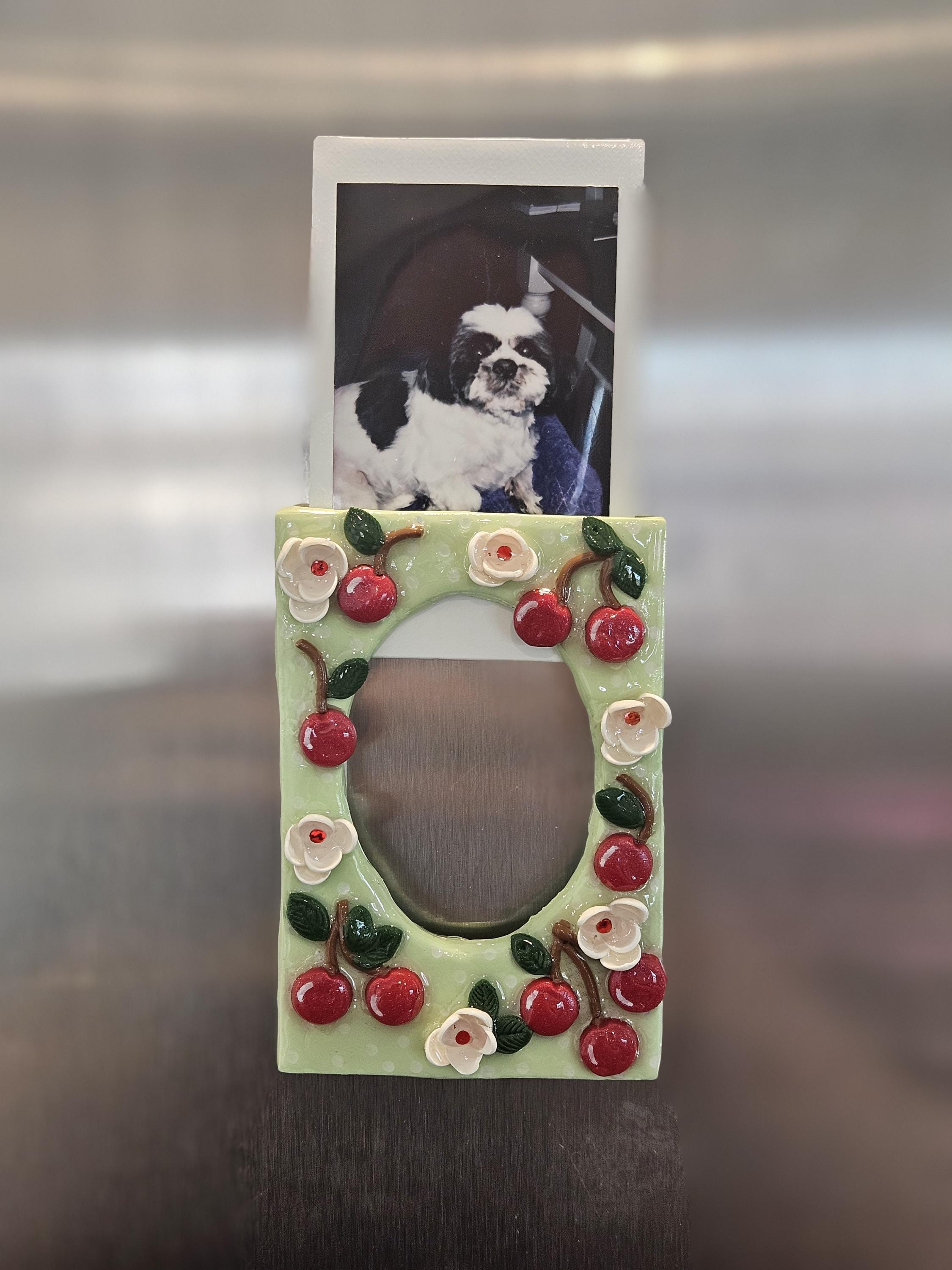 Cherry Polaroid Magnet Frame – Handmade Polymer Clay Fridge Decor - Etsy