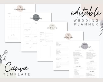 Wedding Day Binder Template - editable - Canva Download Wedding day - Information Wedding Organization - Wedding Log Planner - Honeymoon