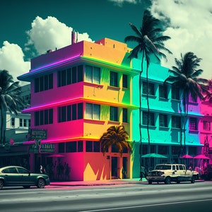 Miami Beach design prints for tumbler sublimation, t-shirt design, wall art - PNG, JPEG files