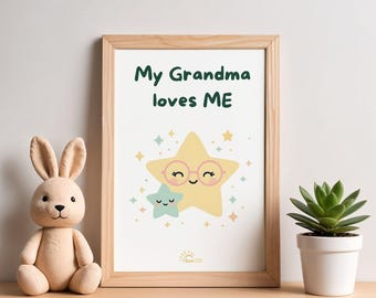 My Grandma Loves Me Printable Wall Art | Gift from Grandma | Kids Affirmation Decor | Grandparent Gift | Nursery