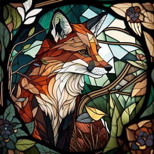 Stained Glass Fox design for tumbler sublimation, t-shirt design, wall art - PNG file