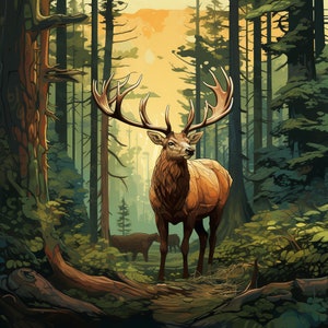 Elk In The Woods design for tumbler sublimation, t-shirt design, wall art - PNG file